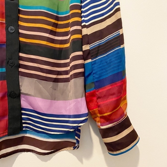 TRINA TURK Silk‎ Multicolored Striped Blouse - P - Picture 4 of 7